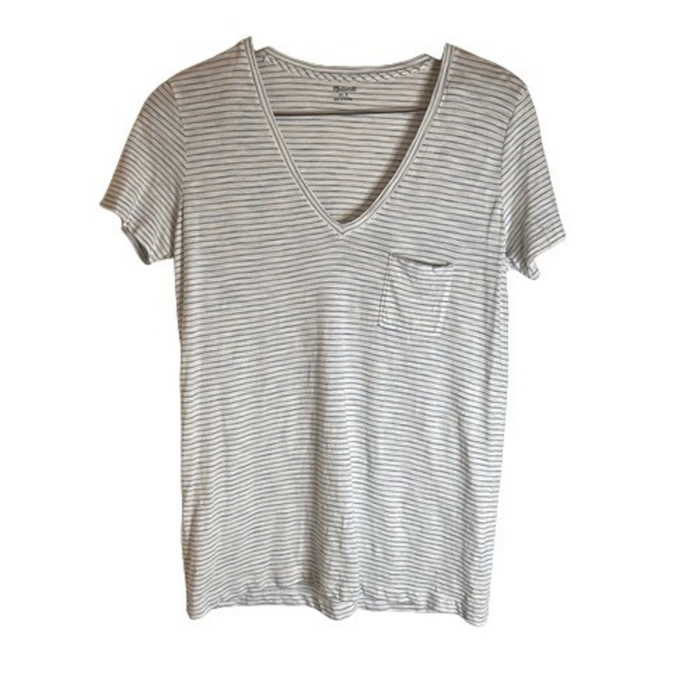 Madewell V Neck Striped Tee, Size Small. Excellent Condition.‎ Staple Layer